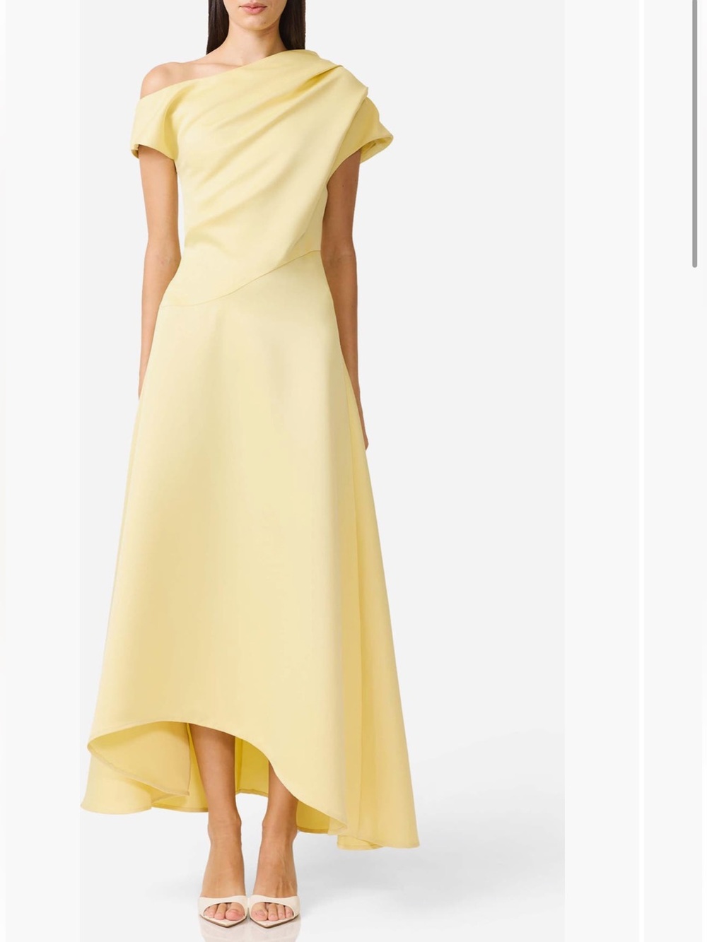 Elliatt Marissa One-Shoulder Asymmetric Hem Duchess Satin Yellow Gown Sz M